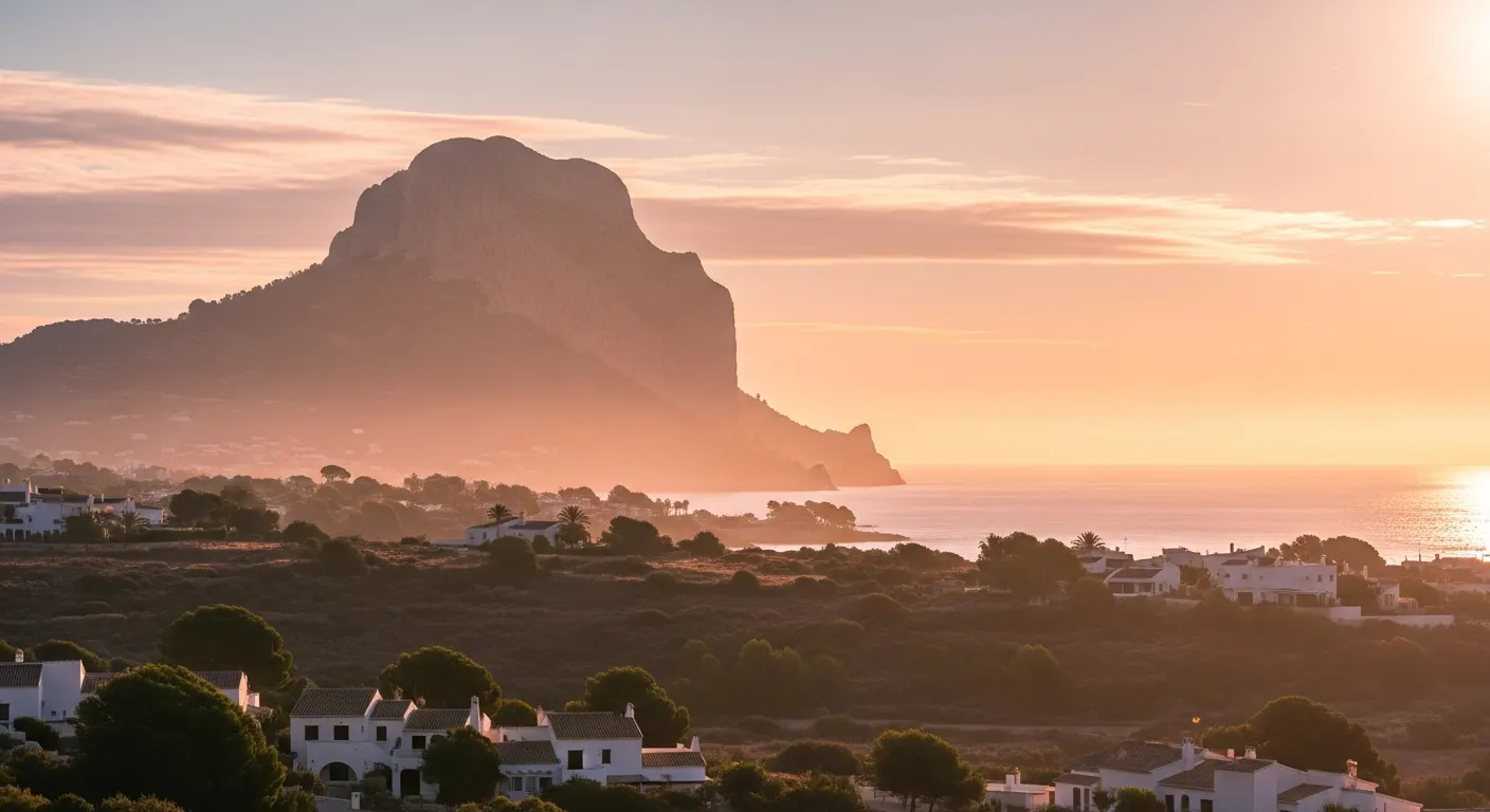 El Montgó al amanecer; paisaje regional ilustrativo